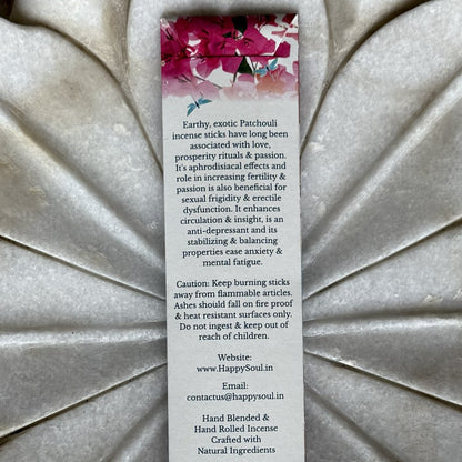 Happy Soul Patchouli  Incense Stick: Wealth, Passion, Fertility, Insight